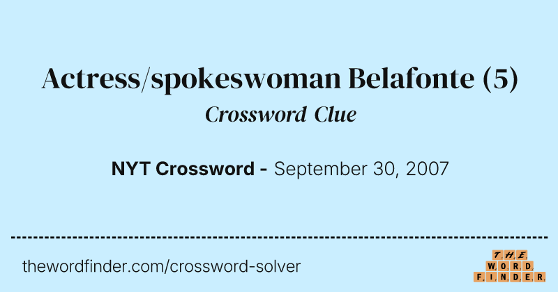 Actress/spokeswoman Belafonte crossword clue image