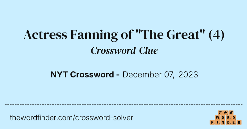 Actress Fanning of "The Great" crossword clue image