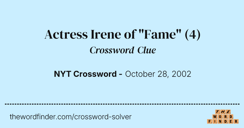 Actress Irene of "Fame" crossword clue image