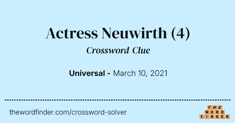 Actress Neuwirth crossword clue image