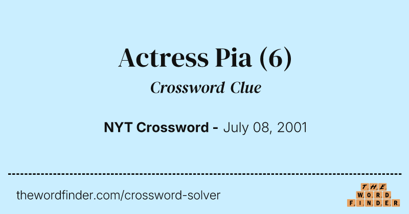 Actress Pia crossword clue image