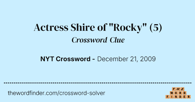 Actress Shire of "Rocky" crossword clue image