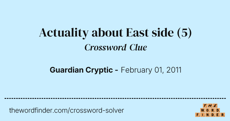 Actuality about East side crossword clue image
