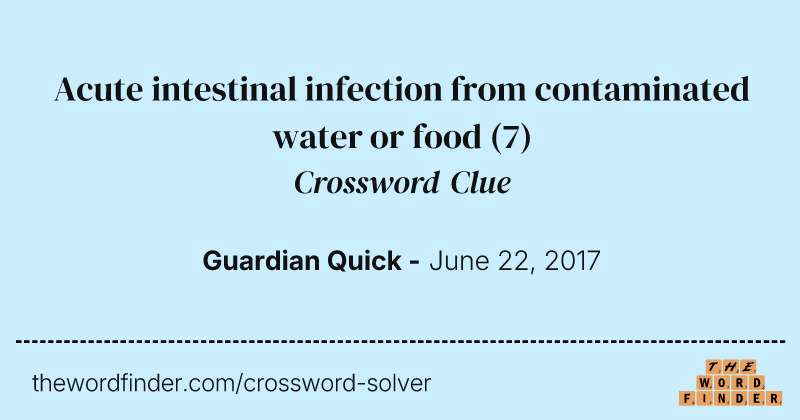 Acute intestinal infection from contaminated water or food crossword clue image