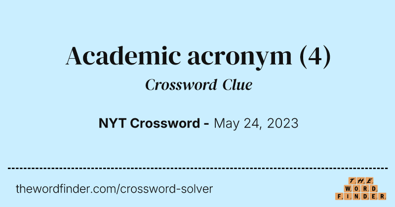 Academic acronym crossword clue image