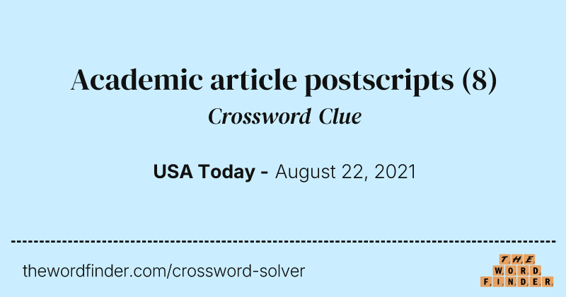 Academic article postscripts crossword clue image