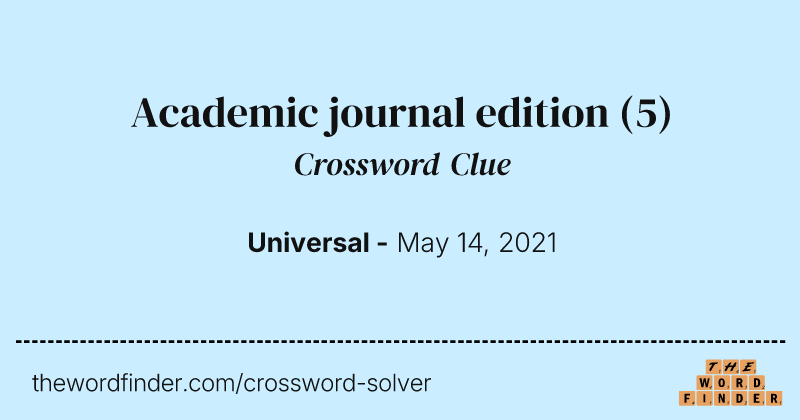Academic journal edition crossword clue image