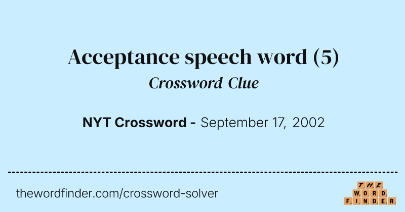 Acceptance speech word crossword clue image
