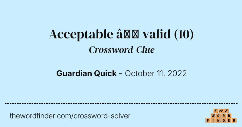 Acceptable — valid crossword clue image