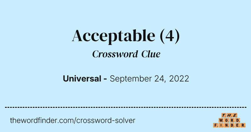 Acceptable crossword clue image