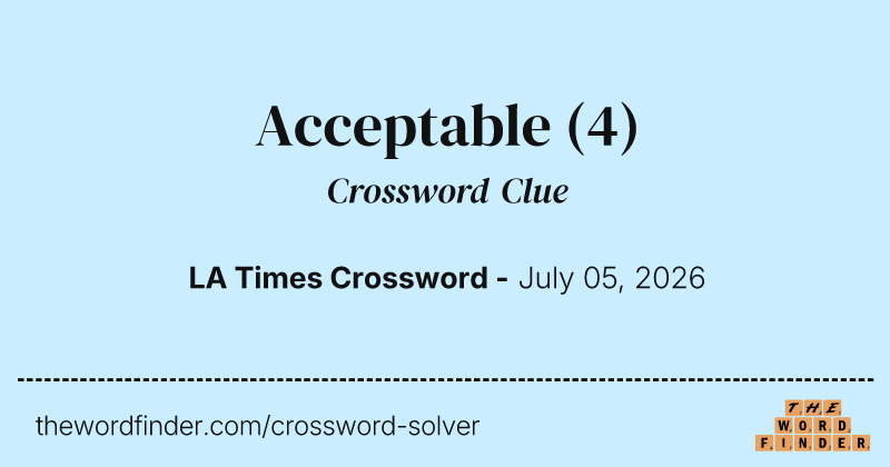 Acceptable crossword clue image