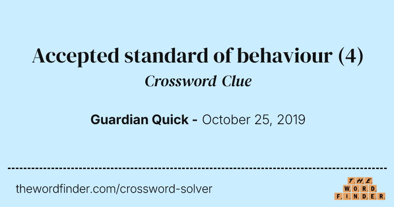 Accepted standard of behaviour crossword clue image