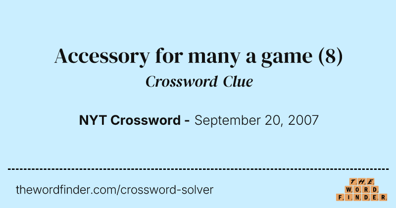 Accessory for many a game crossword clue image