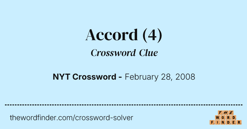 Accord crossword clue image