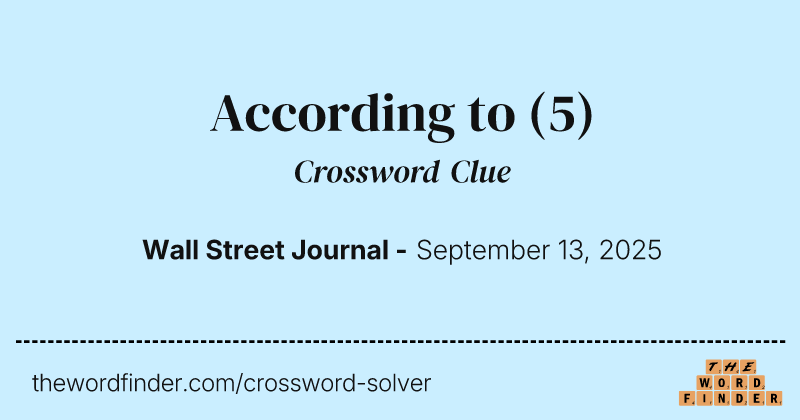 According to crossword clue image