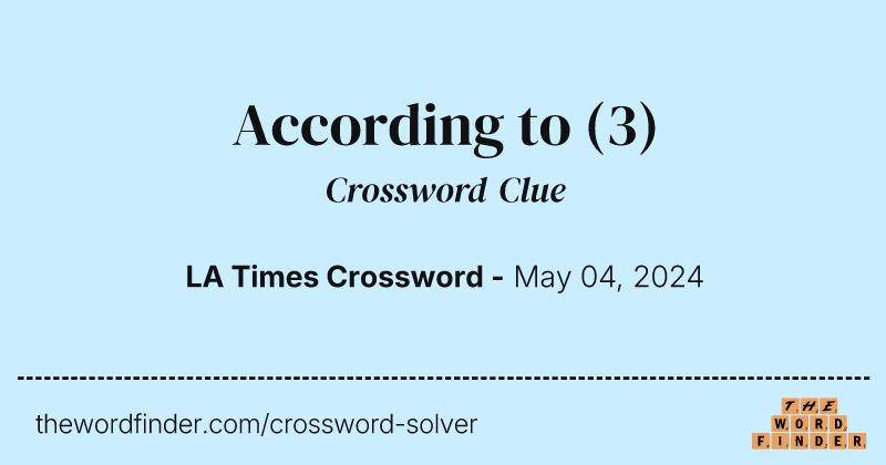 According to crossword clue image