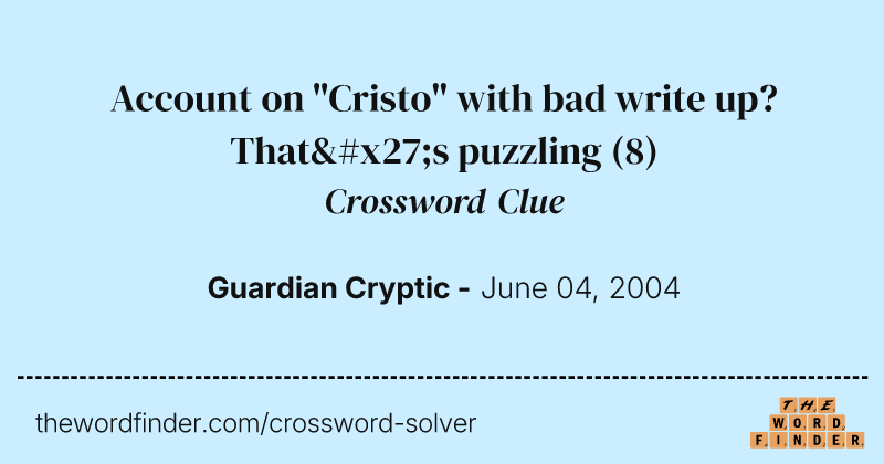 Account on "Cristo" with bad write up? That's puzzling crossword clue image