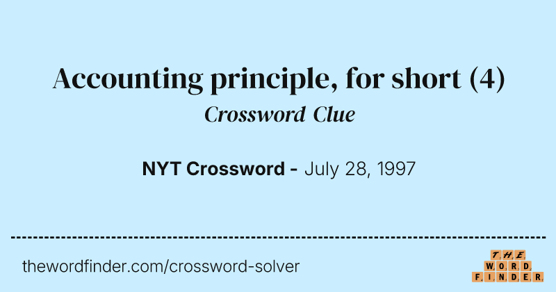 Accounting principle, for short crossword clue image