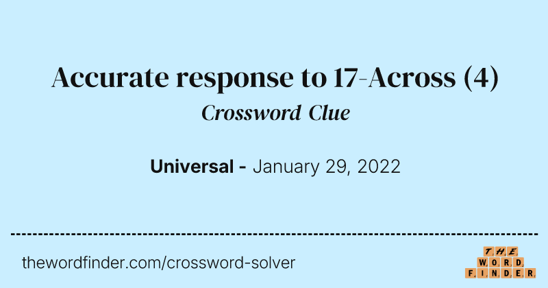 Accurate response to 17-Across crossword clue image