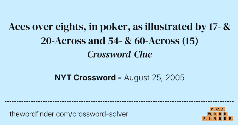Aces over eights, in poker, as illustrated by 17- & 20-Across and 54- & 60-Across crossword clue image