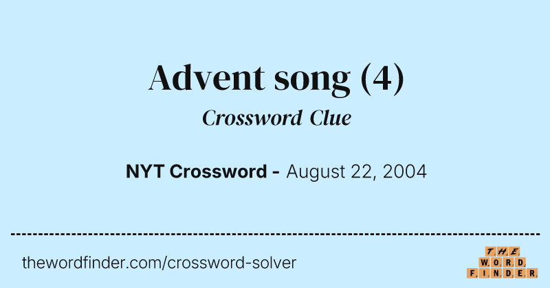 Advent song crossword clue image