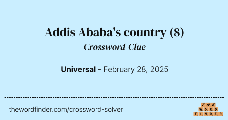 Addis Ababa's country crossword clue image