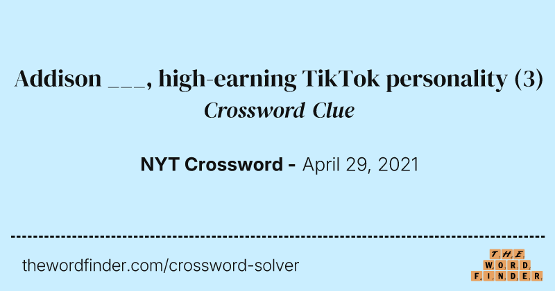 Addison ___, high-earning TikTok personality crossword clue image