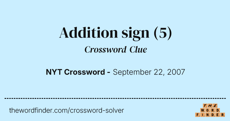 Addition sign crossword clue image