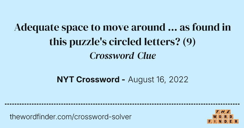 Adequate space to move around ... as found in this puzzle's circled letters? crossword clue image