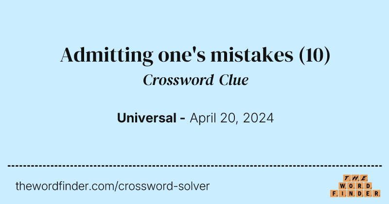 Admitting one's mistakes crossword clue image