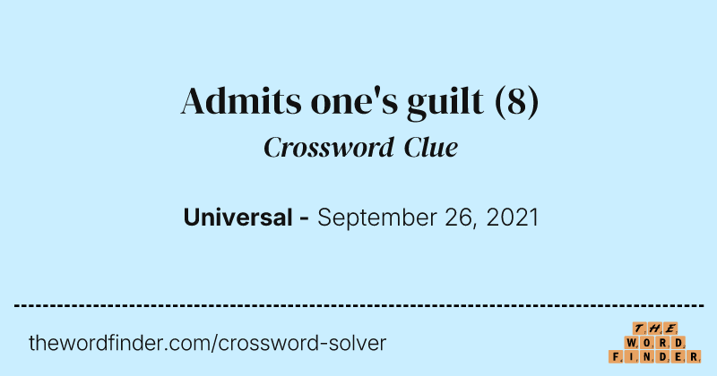 Admits one's guilt crossword clue image