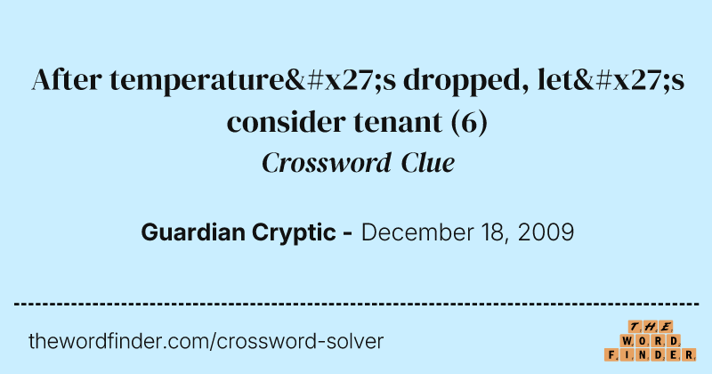 After temperature's dropped, let's consider tenant crossword clue image