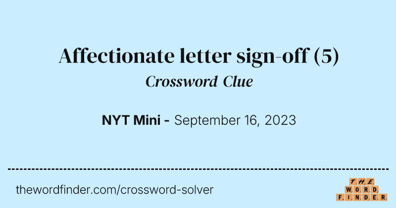Affectionate letter sign-off crossword clue image