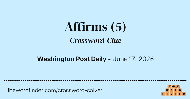 Affirms crossword clue image