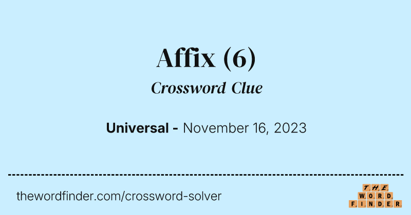 Affix crossword clue image