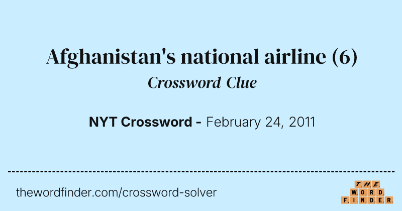 Afghanistan's national airline crossword clue image