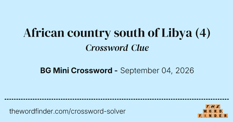 African country south of Libya crossword clue image
