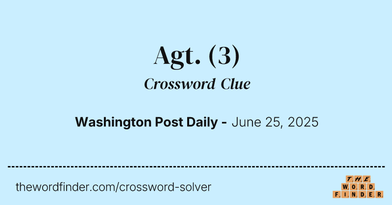 Agt. crossword clue image