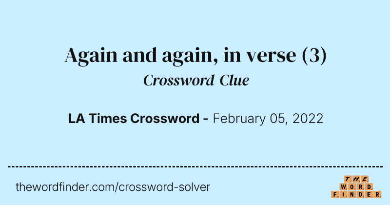 Again and again, in verse crossword clue image