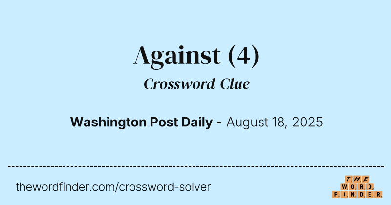 Against crossword clue image
