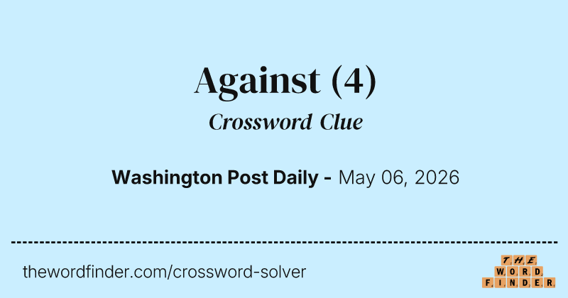 Against crossword clue image