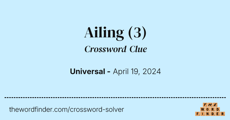 Ailing crossword clue image
