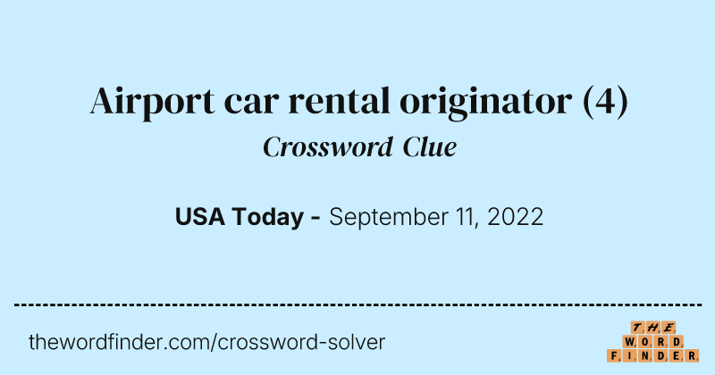Airport car rental originator crossword clue image