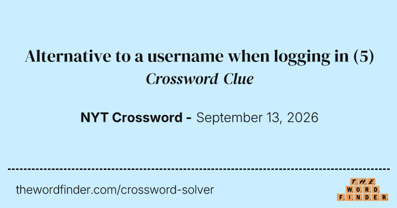 Alternative to a username when logging in crossword clue image