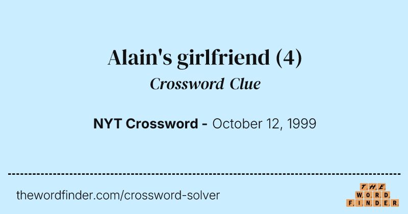 Alain's girlfriend crossword clue image