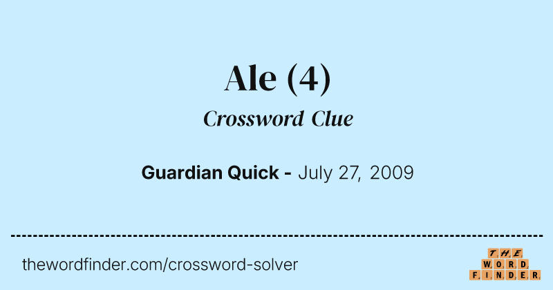 Ale crossword clue image