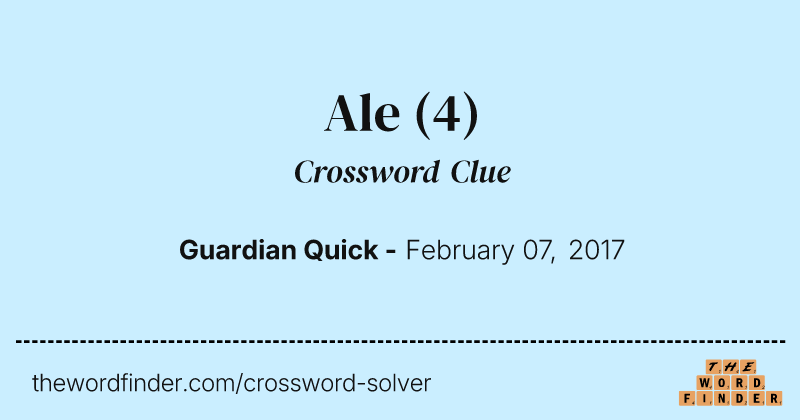 Ale crossword clue image