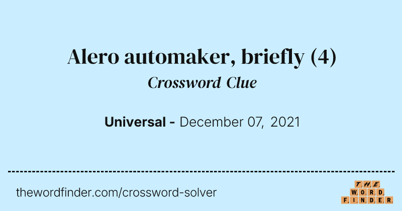 Alero automaker, briefly crossword clue image