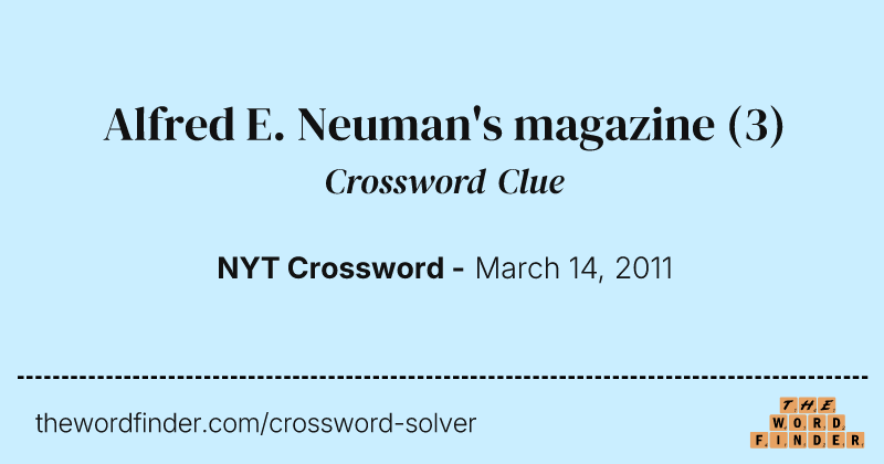 Alfred E. Neuman's magazine crossword clue image