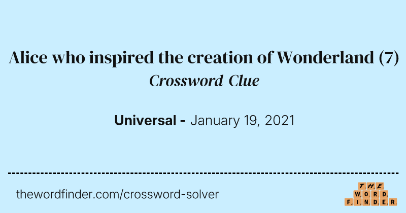 Alice who inspired the creation of Wonderland crossword clue image